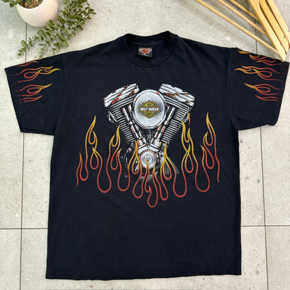Harley-Davidson V-Twin Engine Flames Tee