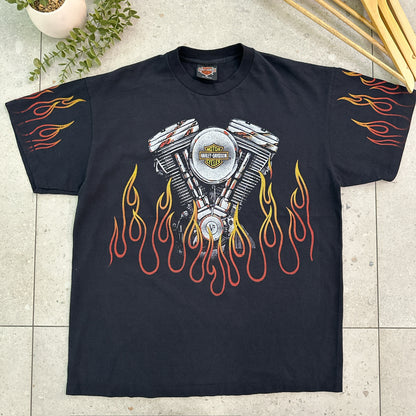 Harley-Davidson V-Twin Engine Flames Tee