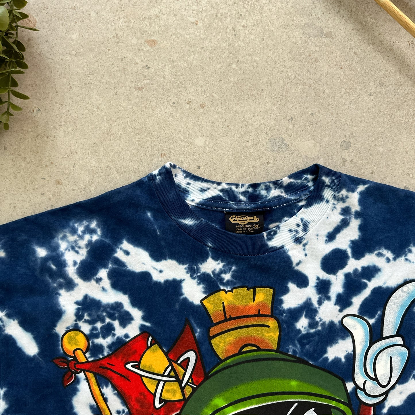 Marvin the Martian Tie Dye T-Shirt Size XL Double Sided 1998