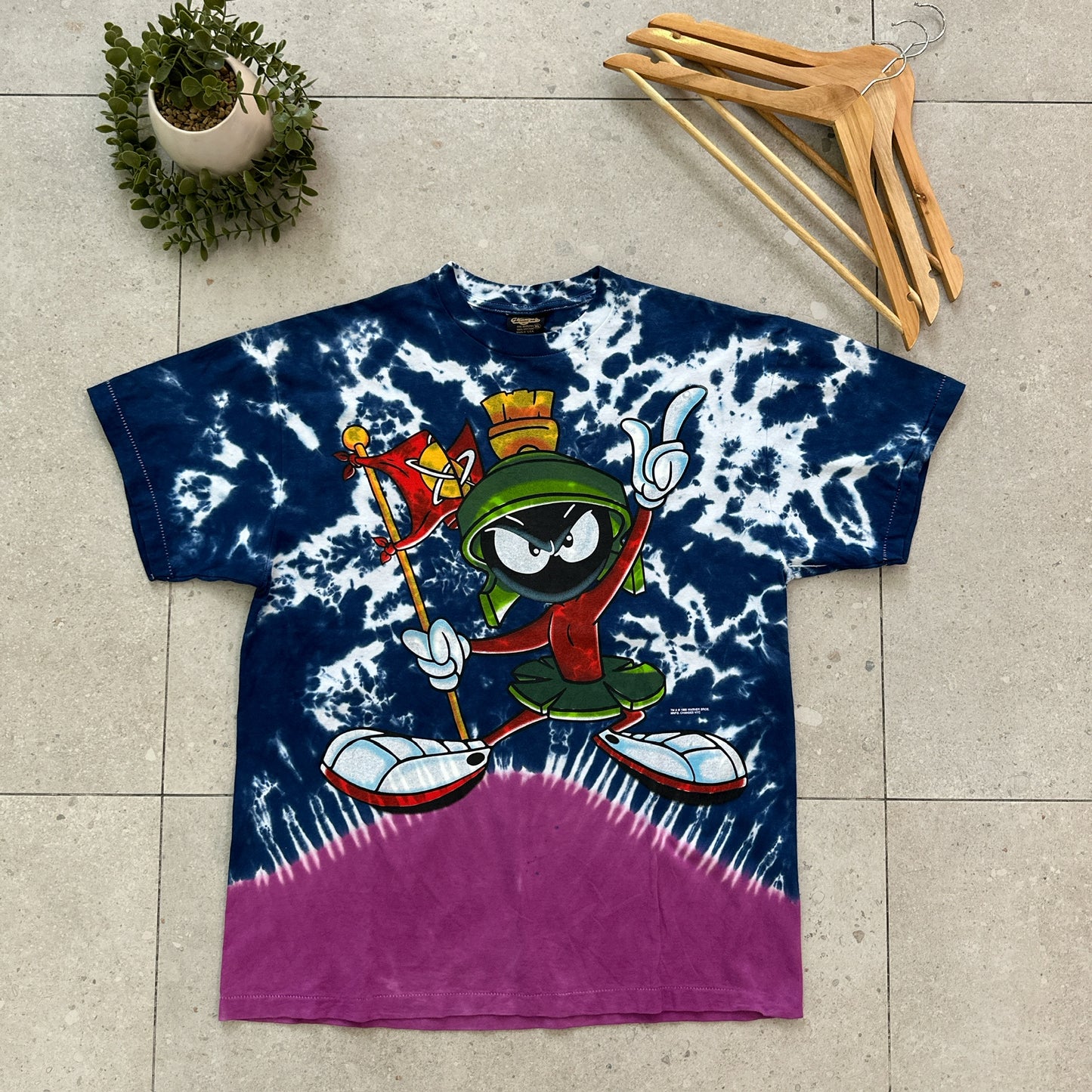 Marvin the Martian Tie Dye T-Shirt Size XL Double Sided 1998